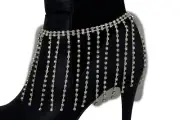 Dressy Women Gold Metal Chain Boot Bracelet Shoe Charm Jewelry Long Fringe Bling