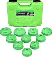 OEMTOOLS 87151 10 Piece Metric Cap Wrench Set, Green Filter Cap Oil Filter Wrench, Oil Filter Wrench Set, Oil Filter Removal, Oil Filter Socket Set