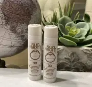 NEW 2X Sun Bum SPF 30 Mineral Sunscreen Lip Balm Full Size 0.15oz SEALED J