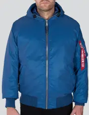 Alpha Industries MA-1 Hooded Reflective Jacket, blue, Size S for Men