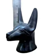 Ebros Anubis Egyptian God of afterlife Handmade Head Statue- Black Basalt stone