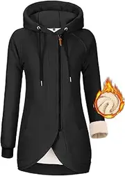 [VXVGER] Fleece Jacket Women Hoodies Zip Up Sherpa Fleece Thermal Jackets Full Zip Warm Jackets for Womens Winter Coats