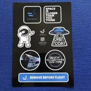 Space Themed Stickers One Sheet Assorted Flight Orbit Flight Endurosat