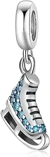 [LES FOLIES DI PAOLA GRIECO] 925 Silver Ice Skating Figure Skating Charm Bead Fits Pandora Silicone Cubic Zirconia, Silicone, Cubic Zirconia