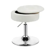 Giantex 360° Swivel Vanity Stool w/Flipped Lid PU Leather Makeup Storage Chair Round Storage Ottoman White