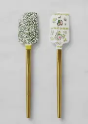 WILLIAMS-SONOMA - New FAMILLE ROSE Mini Spatulas w/ Gold Handle - Set of 2