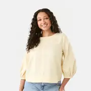 Long Sleeve Linen Blend Top