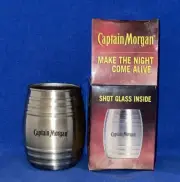 CAPTAIN MORGAN Rum Aluminum Barrel Shaped Shot Glass/Cup NIB