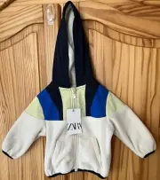NEW With Tags ZARA Boy's Size 12-18 Months Fleece Hoodie Full Zip Jacket