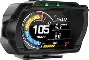 Xunweiad New OBD+GPS Speedometer Car -Up Display HUD Overspeed Alarm Water Temp Tachometer LCD Display Oil Temperature Gauge