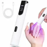 Handheld UV Light for Gel Nails,White Mini UV Light for Nails Cordless Nail Lamp Rechargeable with Led Display Lamp for Rhinestone Glue Decoration