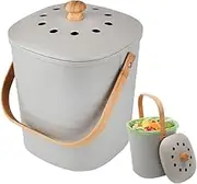 White Magic Eco Basics Compost Kitchen Bin, 6L, Granite - Countertop Compost Bin for Kitchen Food Scraps, Charcoal Filter, Pest Free Snug Seal, Bonus 25 compostable Liners