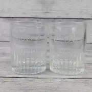 Set of 2 Crown Royal Embossed Bottom Etched Logo Whiskey Rocks Lowball Glasses
