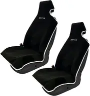 DryvaSeat - Premium Microfiber Towel Car Seat Cover - Waterproof & Sweatproof - Universal Fit, Machine Washable, Non-Slip - Seat Protector for Car, Truck, SUV, Van… (Black, 2 Pack)