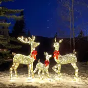 Lighted Christmas Deer Outdoor Yard Decorations, Christmas Reindeer Decorations With Led Lights, Artificial Pre-lit Christmas Holiday Dcor For Fron...