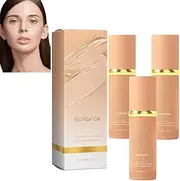 4 in 1 Foundation Liquid, Hydrating Medium Full Coverage Concealer, Color Changing Foundation, 4 in 1 Full Coverage Moisturizing Oil Control Lightening Sunburn Protection for Women All Skin (3pcs)
