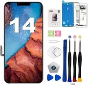EFAITHFIX for iPhone 14 Screen Replacement 6.1 Inch LCD Screen 3D Touch Display Full HD Digitizer Frame Assembly (A2649 A2881 A2882 A2883 A2884) with Repair Tools Screen Protector Waterproof Adhesive