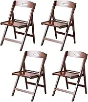 Wooden Folding Chairs, 150kg Weight Capacity, Portable Kitchen Chair, Suitable for Indoor, Outdoor, Patio, Wedding, Office and Events, No Assembly Required (4 PACK Brown)