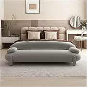 Bed End Bench Upholstered Long Bench, Modern Tufted End of Bed Bench Ottoman Wood Frame,Accent Bench for Entryway Dining Room Living Room Bedroom Bench(Light Grey,150 * 55 * 60cm)