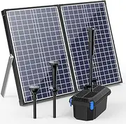 Biling Solar Pond Pump with Pond Filter, 70W Solar Panel, 660 GPH Solar Fountain Pump with Pond Filter Box Outdoor for Garden Ponds Water Feature Waterfall Pool