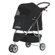 Furniture Of America Dog Carrier Folding Pet Stroller 25Lb Black w/ Cup Holder