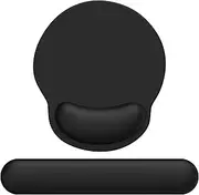 Giecy Mouse Pad Wrist Support, Ergonomic Memory Foam Keyboard Wrist Pad & Gel Mouse Wrist Rest Set for Computer Keyboard for Easy Typing & Pain Relief for Office & Home (Black Set)