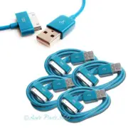 4X 10FT USB TO 30PIN AQUA BLUE CABLE DATA SYNC CHARGER SAMSUNG GALAXY TAB TABLET