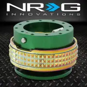 NRG 6-BOLT ALUMINUM STEERING WHEEL QUICK RELEASE GEN 2.1 GREEN/NEO CHROME RING