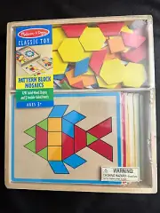 Melissa & Doug 120 Pieces Pattern Pictures Wooden Block & Boards in wood box NIP
