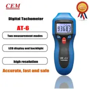 AT-6 Digital Engine Tachometer Non-contact RPM TOT Measurement LCD Display #