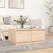 Solid Wood Coffee Table, Living Room Wooden Tables for Office, Modern Farmhouse Center Table with Storage 80x50x35cm