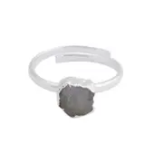 Rainbow Moonstone Adjustable Ring Handmade in its Natural form in 925 Silver