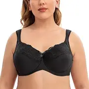 CASOLACE Women's Minimizer Cushion Strap Plus Size Full Coverage Lace Unlined Bra