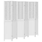 vidaXL Room Divider Privacy Screen Partition 6 Panels White Paulownia