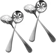 BEBEMOKO 4-pc Set Fine Mesh Strainer Slotted Serving Spoon Set Stainless Steel Utensils