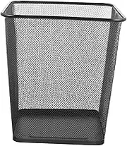 Mobestech Metal Wastebasket Large Capacity Recycle Bin Office Trash Can Black Mesh Design