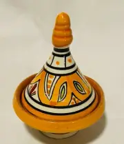 GGE "ATRIA ORANGE" TAGINE Multi-Purpose Condiment Olive Spice Tajine 3 1/2"D