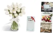 20pcs Fake Artificial Tulips, 13'' Real Touch Tulips, White Silk Faux Flowers