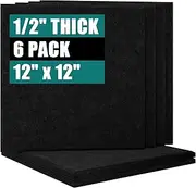 Uoisaiko Felt Cork Board for Wall: Extra Large Bulletin Board for Office - 0.5 Inch Thick Corkboard Tiles 6 PCS Black Pin Board Squares Adhesive