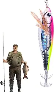 Jigs Fishing Lures, Squid Jig - Portable 3D Squid Jig Hooks, Trolling Baits, Deep Sea Fishing Lures, Saltwater Jigs, Animated Baits for Fishing Octopus and Squid