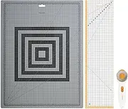 Fiskars Sewing Starter Kit, Rotary Cutter with Diameter 45 mm, Self-Healing A2 Cutting Mat (45 x 60 cm / 18 x 24 inches), Patchwork Ruler (15 x 60 cm), 3 Pieces, 1066046