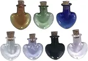 Cabilock 7pcs Heart Shaped Glass Bottles with Cork Lid DIY Sand Jars for Keepsakes Memories and Wishes Decorative Favor Containers