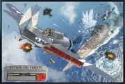 The Attack on Yamato - Framed Canvas Art with SB2C Helldiver - 30" x 20"