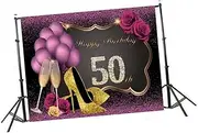 jojofuny Vinyl Photo Backdrop 210x150cm Birthday Party Background Balloon Goblet High Heels Design