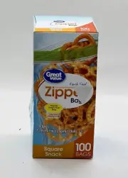 Great Value Double Zipper Portion Pack Lunch Storage Snack Bags, 100 Ct USA MADE