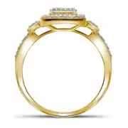 10k Yellow Gold Diamond Square 3-Piece Bridal Wedding Ring Set 1/3 Cttw