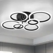 Modern LED Flush Mount Ceiling Light, 6 Rings Black Close to Ceiling Light, L...
