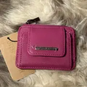 NWT Steve Madden Bharpe Card Case Wallet - Beautiful Fuchsia W/ Silver Hardware