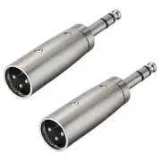 2x High Quality XLR 3Pin Male to 1/4" 6.35mm Stereo Plug Audio Connector Adapter