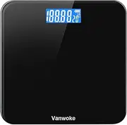 Smart Scale for Body Weight Digital Bathroom Scale with Blue LCD Backlight Display Highly Accurate Body Weight Scale Body Fat Scale Temperature Indication Corner Design 400lbs (Black)